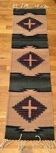 Navajo Woven Rug Native American Wall Hanging Runner Thick Wool C. Early 1900s - Picture 1 of 5