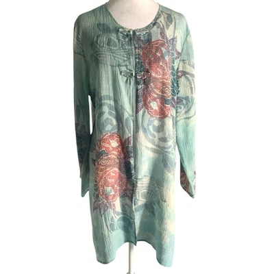 Kimono Top Citron Santa Monica Feminino Grande 100% Seda Crepe Leve Inspiração Asiática - Imagem 1 de 4