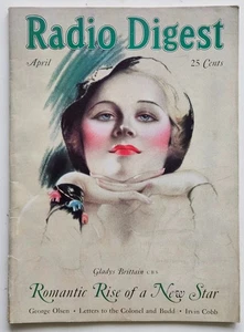 RADIO DIGEST Magazine April 1932 Gladys Brittain cover by Charles Sheldon - VG - Picture 1 of 7