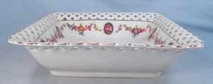 Schumann Bavaria Vegetable Bowl Eleanor Porcelain Flowers Filagree Edge Square - Picture 1 of 6