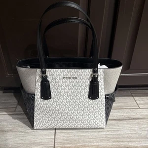 Borsa Michael Kors Voyager East West ottica bianco/nero - Foto 1 di 7