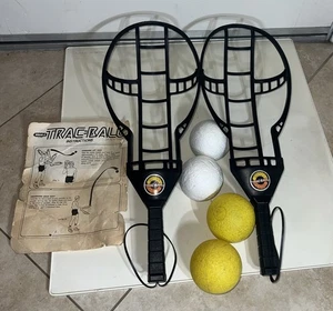1975 Wham-O Vintage Trac-Ball Schläger Ballspiel 2 Schläger 4 Bälle Anleitung - Bild 1 von 9