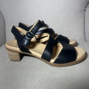 Scarpe sandali Dansko donna EU 38 US 7,5-8 nappa tanaceto nero con cinturino in pelle - Foto 1 di 15