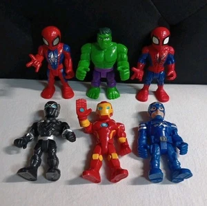 Playskool Marvel Super Hero Adventures Lot Of 6 Hulk Spiderman Iron Man + - Picture 1 of 5