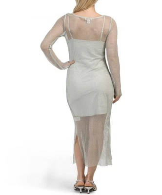 Maxi Vestido Para Mujer House of Harlow Talla S Gris Malla Estrás Manga Larga Nuevo con Etiquetas Foto 1 de 4