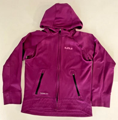 Nike Therma-fit Purple Zipfront Hooded Girls Jacket Swoosh Size M - Image 1 of 4