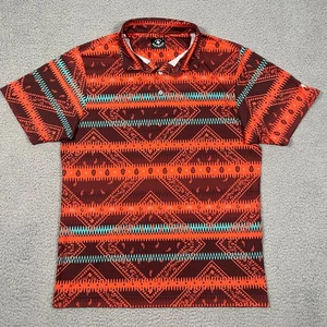 Camisa polo de golf Raised By Coyotes para hombre M naranja estampado de bandana del suroeste - Imagen 1 de 9