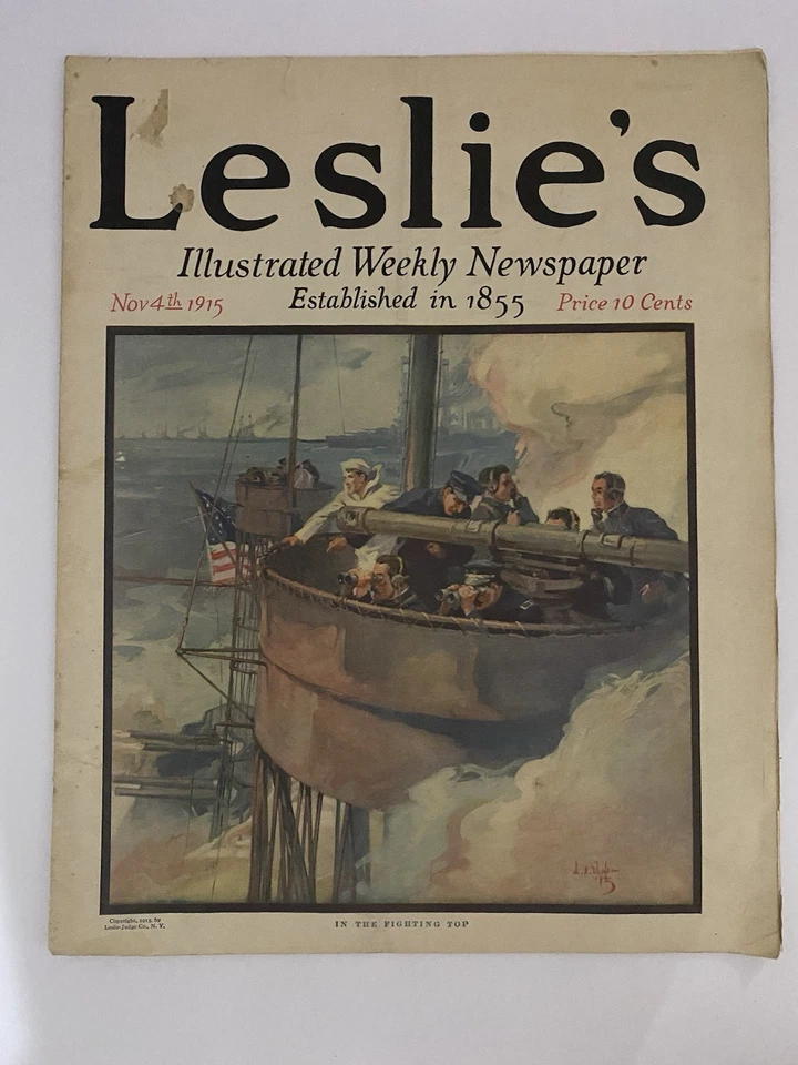 Lot of 7 Leslie’s Wk Illustrated NP 1915 WWI Era –Nov & Dec Iss–Historic Covers - Image 1 of 4
