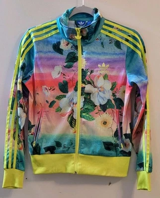 ADIDAS  FLORALINA TRACK JACKET LADIES SMALL Brazilian Flowers Bright Yellow - Image 1 of 4