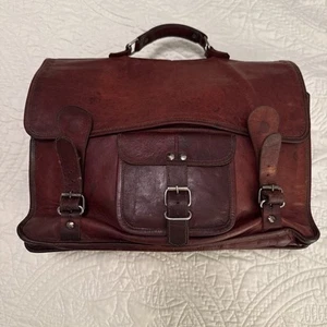 Vintage brown leather briefcase Messenger bag - High Quality - TONI - Picture 1 of 19