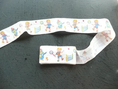 galon  ancien vintage en coton  à décors d'enfants jouant - Photo 1/4