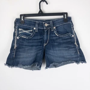 Ariat Shorts Women 26 (28x4.5) Blue Denim Dresdan Boyfriend Country Fair - Picture 1 of 9