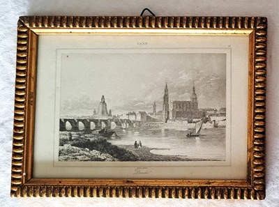 Auflösung:Nachlass-Alter Stahlstich Dresden SAXE/Lemaitre,dir exit  im Rahmen - Bild 1 von 4