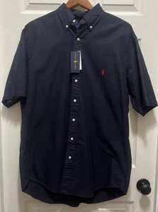 Polo Ralph Lauren alta uomo LT blu navy manica corta camicia abbottonata nuova con etichetta - Foto 1 di 11