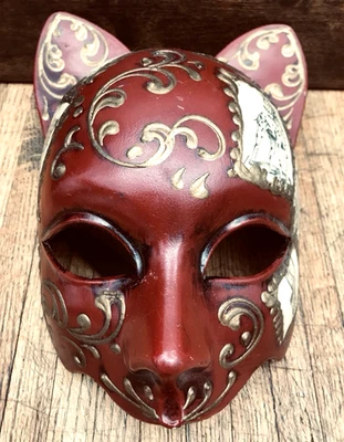 Mardi Gras Venetian Mask Red Hand Painted Italy Dogs Costume Party Halloween - Image 1 of 4