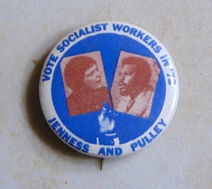 Linda Jenness 1972 Socialist campaign pin button political - Picture 1 of 1