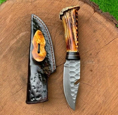 CUBIERTOS AB PERSONALIZADOS HECHOS A MANO ACERO D2 MANGO DE CUCHILLO SKINNER POR CORONA DE ASTA DE CIERVO Foto 1 de 4