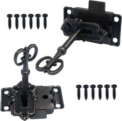 2 juegos de muebles con cerradura de llave esqueleto decorativo antiguo gabinete de bronce vintage... Foto 1 de 4