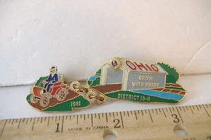 ~COVERED BRIDGE~LIONS PIN~OHIO~DISTRICT 13-H~1981~GROW WITH PRIDE~ - Picture 1 of 2