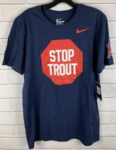 Nuova maglietta Nike MLB Stop Trout Angels uomo taglia M blu medio nuova Mike Trout  - Foto 1 di 6