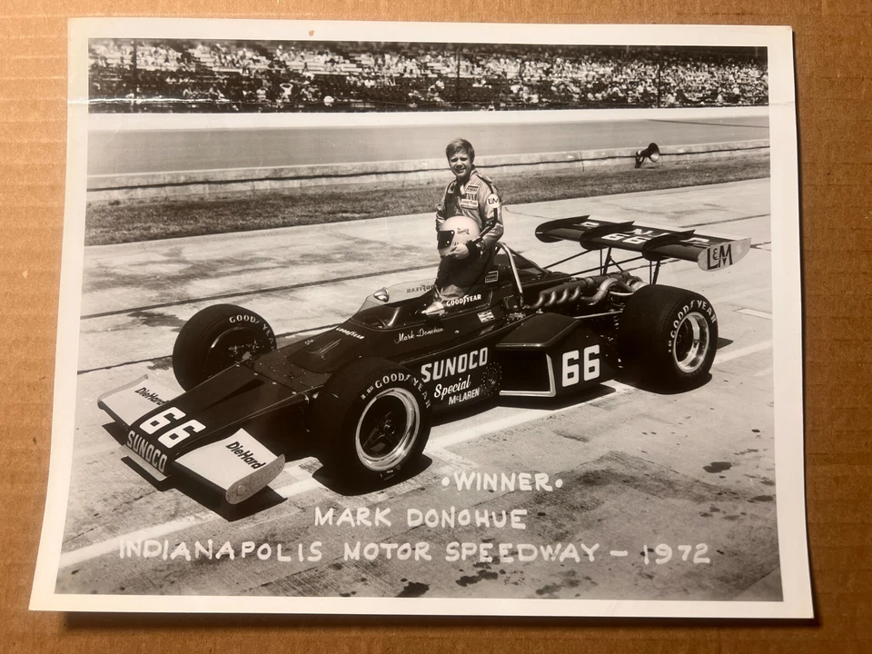  Vintage Indy 500 at IMS Race Car Photo Mark Donohue 1972 car # 66 winner - Image 1 of 3