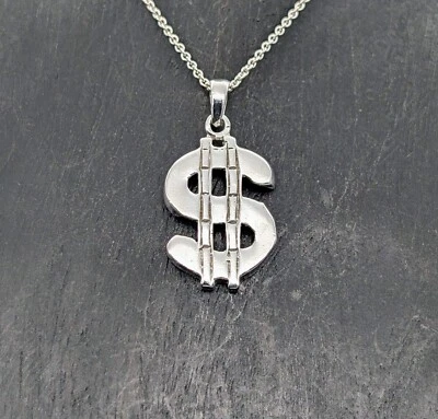 Ciondolo Dollar 925 Argento Sterling Ciondolo Per Collane 3,60Gr - Immagine 1 di 4