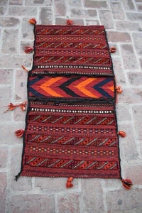 2x4 Orientalisch Vintage Afghan Handgewebt Satteltasche Kelim Teppich Vintage Akzent Teppich - Bild 1 von 6