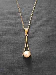 Anhänger vintage Gold 333 massiv echte Perle Kette kein 585 750 375 - Bild 1 von 8