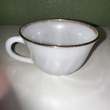 Anchor Hocking Fire King Milk Glass Swirl Gold Rim Tea Cup Vintage Made in USA