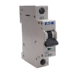 Eaton FAZ-D20/1-SP Circuit Breaker, 1-Pole, D-Curve, 20A 277VAC/48VDC, DIN Rail - Picture 1 of 8