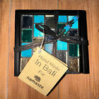 Glass Mosaic Drink Coasters in Wooden Holder Set of 4 Handmade in Bali Indonesia