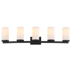 Desta Vanity Bar in Matte Black, 5-Light - Picture 1 of 9