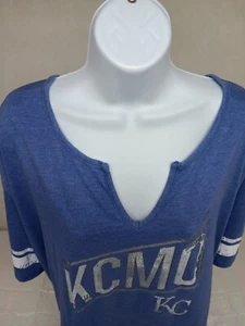 MAJESTIC WOMENS PLUS 4XL BLUE KANSAS CITY ROYALS MLB SHORT SLEEVE T-SHIRT - Picture 1 of 11