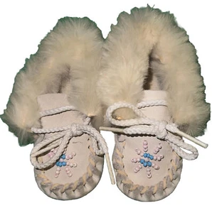 Leder Baby Mokassins kleine Perlen - Bild 1 von 4