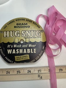10 Yards Vintage 1/2" Seam Binding 10 YARDS CUT OFF THE ROLL "Hug Snug" Pink K - Picture 1 of 3
