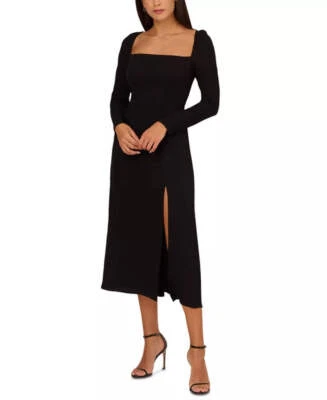 Adrianna Papell Square-Neck Light Crepe Midi Dress 8A 2365- - Image 1 of 4