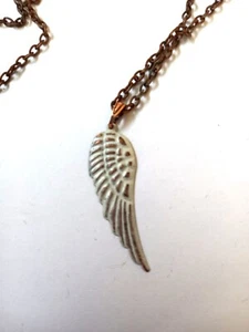 copper Metal and enamel angel wing shaped pendant and chain. New unused. - Picture 1 of 5
