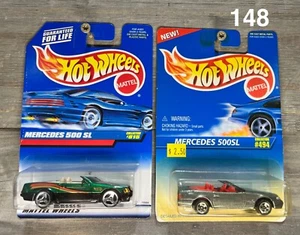 2 FOR 1! HOT WHEELS 1998 Mercedes 500 SL Lot Green Silver xploraf 148 - Picture 1 of 3