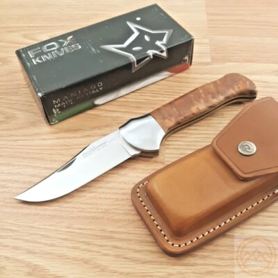 Fox Forest Radica Lockback Folding Knife 4.25" N690 Steel Blade Burl Wood Handle - Image 1 of 4