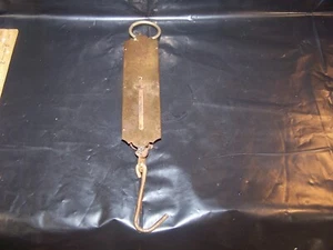 Vintage Brass finish Metal Utility Brand Hanging Scale 50 Lbs. MADE IN USA - Picture 1 of 7