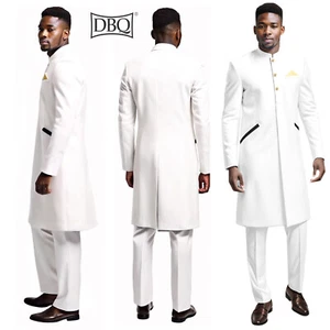 Conjunto de chaqueta y pantalón blazer largo de un solo pecho informal traje de lino de 2 piezas para hombre - Imagen 1 de 20