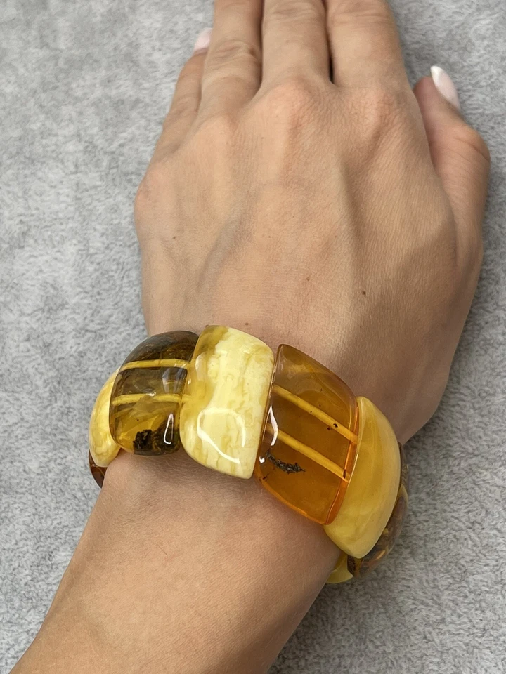 Pulsera de Piedra Ámbar Báltico Natural Genuina.Pulsera Ámbar MULTICOLOR 6,9 Pulgadas Foto 1 de 4