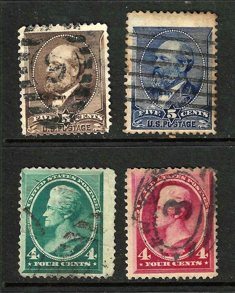 Colección de billetes de 4 y 5 centavos Sc #205 211 215 216 colección 1883-1888 $90 US 8F11 Foto 1 de 1