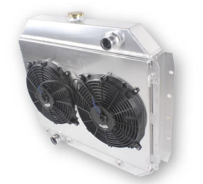 Radiador de 4 fileiras + cobertura + 2 ventiladores para 1966-1979 1972 Ford F100 F150 F250 F350 Bronco V8 - Imagem 1 de 4