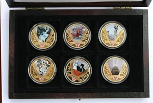 50p coins GUERNSEY fifty pence 24C GOLD PLATED complete collection set RARE 2020 - Picture 1 of 3