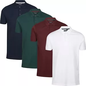 Mens Polo Shirts Short Sleeve Pique Premium Regular Fit Work Casual Plain Top - Picture 1 of 25