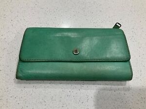 FOSSIL Green leather wallet long trifold