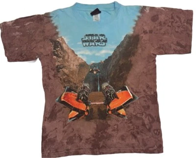 90s vtg star wars episode 1 phantom tie dye t shirt all over print M pod racer - Image 1 of 4
