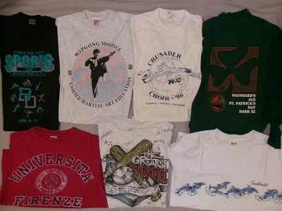 VTG 80s 90s T SHIRT LOT OF 7 ALL S/M RESELLER SINGLE STITCH INSTANT COLLECTION - Image 1 of 4