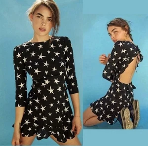 REALISATION PAR Goldie StarStruck Mini Dress XS Black Silk Ruffle Party - Picture 1 of 16